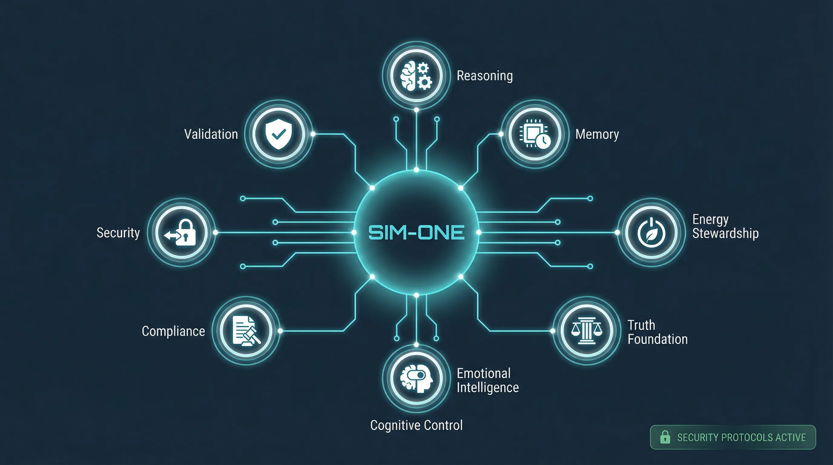 SIM-ONE cognitive governance network — security protocols active